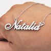Silver Diamond Name Necklace Heart Charm Pendant Stainless Steel Mother
