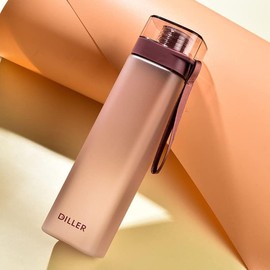 Water Bottle, Water Bottle, 13.5 / 19.7 / 23.7 fl oz (400 / 550 / 700 ml), Wide Mouth, Plastic Bottle, Ultra Lightweight, Cold and Heat Resistant, Portable, Convenient, Leak Proof, BPA-free, Unisex, Adults, Kids, Clear Bottle, Sports (Frosted - Red, 23.7 fl oz (700 ml)
