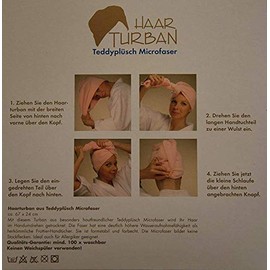 Buscher Hair Turban White Teddy Plush Microfibre Hair Turban Hairtowl Also Ideal for Sauna Suitable Sauna Sheet