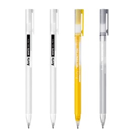 Arrtx Gel Pens, 4 Pack (2 White, 1 Gold, 1 Silver), 1mm Fine Point Gel Ink Pen for Artists, Archive Ink Pens, White Highlighter for Drawing, Illustration, Sketching and Writing on Black Paper