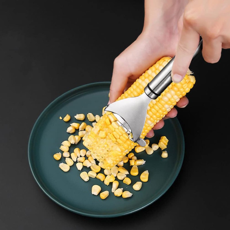 Kichvoe Stainless Steel Corn Peeler Ergonomic Handle Portable Corn Remover