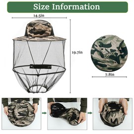 Gobiufy Gobiufy Midge Head Net Hat,Pop up Mosquito Head Hat with Netting,Portable Face Net Mesh with Hat Protection Head Cover for Adults Outdoor Hiking Camping Climbing Fishing Walking Gardening
