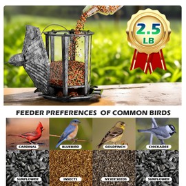 Birdream 2 Pack Bird Feeders for Outdoor, Retro Pagoda Design Fun Installation Bird Feeder, Attracting Wild Birds Chickadees Goldfinches Cardinals Finches and Sparrows - Retro Silver