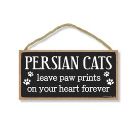 Honey Dew Gifts Persian Cats Leave Paw Prints, Wooden Pet Memorial Home Decor, Decorative Cat Bereavement Wall Sign, 5 Inches by 10 Inches