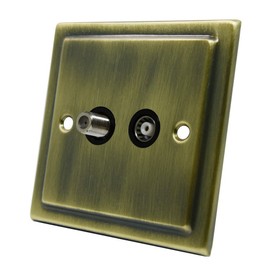 AET VABTVSKYBL Victorian Antique Brass TV & Sky Coaxial and Satellite Socket, 240 V