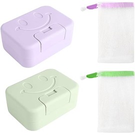 2 Cajas de Jabón y 2 Bolsas Porta Jabón Portátil y Duradero, con Tapa Hermética a Prueba de Fugas, Jaboneras de Viaje, Ideal para Hogar Gimnasio Acamp