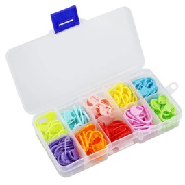 LAMXD Knitting Markers, 130 Pieces Crochet Markers, 10 Colors Knitting Markers, Stitch Markers, Lockable Crochet Hook Markers for Crochet and Knitting Projects with Box