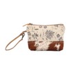 Myra Bag Floret Upcycled Canvas & Cowhide Wristlet Pouch Bag