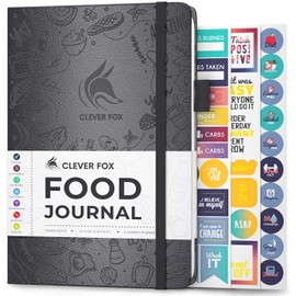 Clever Fox Food Journal - Daily Food Diary, Meal Planner to Track Calories & Nutrients, Weight Tracker Notebook, A5 (Silver Black)
