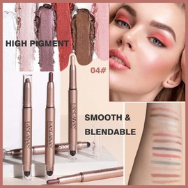 SAUBZEAN Light Pink Eyeshadow Stick Makeup, Highlighter Cream Eye Shadow Pencil, Waterproof Hypoallergenic Long Lasting Matte Crayon, Glitter Primer Palette Shimmer Eyeliner Pen