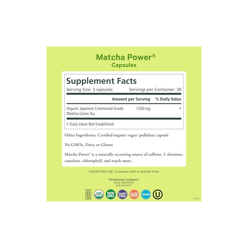 PURE SYNERGY Matcha Power - Organic Matcha Green Tea Capsules