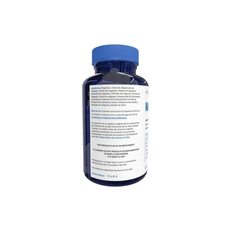 60 Capsulas, 8 Compuestos de Magnesio Premium, (Treonato, Aspartato, Bisglicinato,