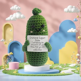 Mini muñecas de pepino de ganchillo con tarjeta positiva, divertida tarjeta de sujeción de muñeca para apoyo emocional, lindo pepino es para regalos de cumpleaños, regalo ideal para amigos, hermana