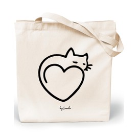 Loxato Printed Fabric Bag - Cotton Bag - Printed 100% W 35 x H 42 x D 8 cm - Canvas Fabric 220 g/m2 - Jute Bag Printed - Shopping Bag Long Handle 70 cm - Shopping Bag, Cat Love, l