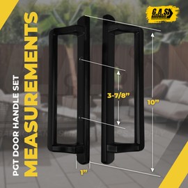PGT 10" Sliding Glass Door Handle Set with Thumb Latch Lever, and Screws | Interior and Exterior Replacement Patio Door Handle with 3-7/8" Hole Spacing | Fix Repair PGT Door Hardware - Black