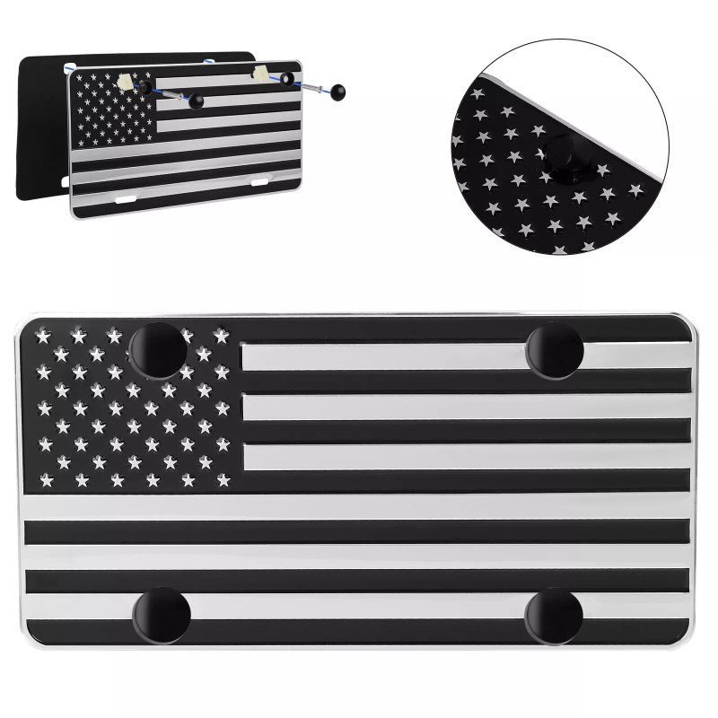 VEHITO American Flag License Plate, Black Front Flag License Plates