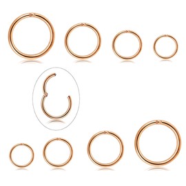 Milacolato Stainless Steel 16 Gauge Sleeper Earrings, Septum Clicker, Nose / Lip Ring Piercing, 4 Pairs, Stainless Steel