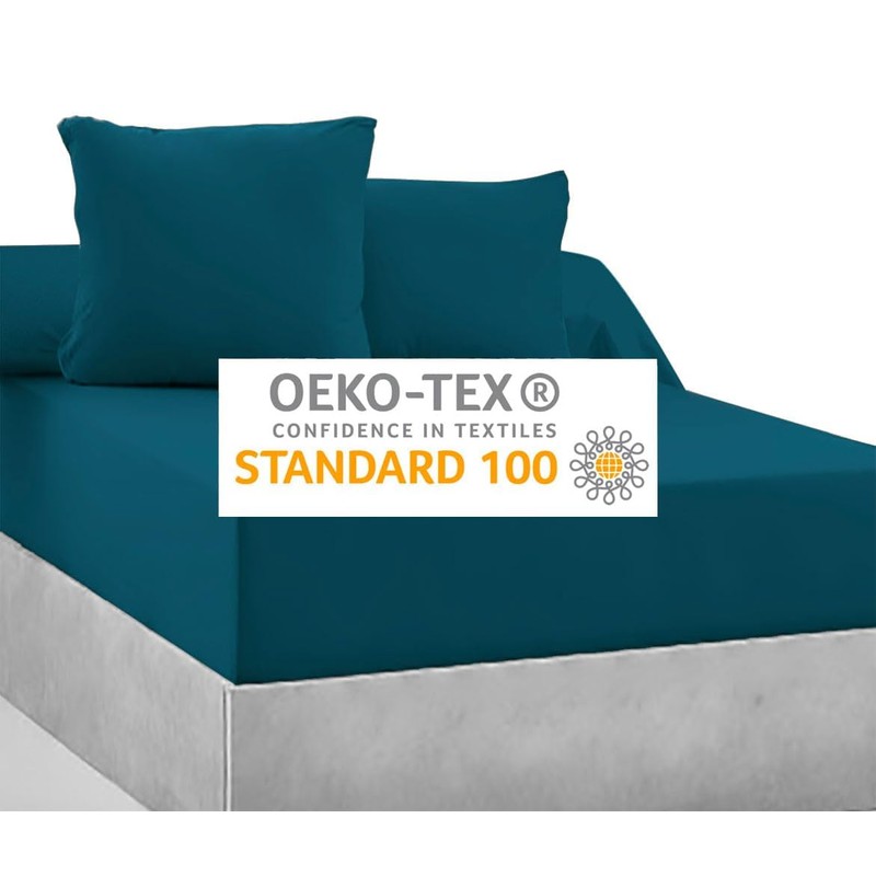 100% Cotton 57 Thread Count Fitted Sheet – Duck Egg