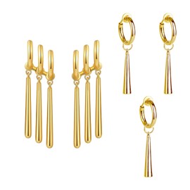 YSJCHEBS 3 Single Earrings, 1 Pair Golden Long Tassel Earrings, Anime Earrings, Golden Earrings, Fashion Earrings, Women's Earrings, Men's Earrings, Alloy Steel