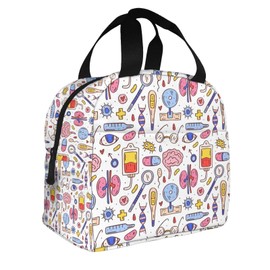 ZBDSKLEX Nurse Theme Lunch Bag for Women Insulated Tote Bag Reusable Cooler Lunch Box for Work Picnic Travel