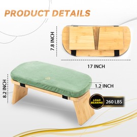 Estleys Meditation Bench, Bamboo Meditation Stool, Folding Kneeling Meditation Bench, Seiza Prayer Bench, Prayer Bench with Meditation Cushion, Kneeling Stool (Green & Bag)