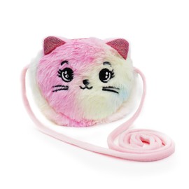 Energather Girls Crossbody Bag, Plush Coin Purse Coin Pouch Cartoon Pattern for Girls and Women, Compact Coin Purse Pouch Coin Wallet with Zippers for Change, Coin, Key (Pink)