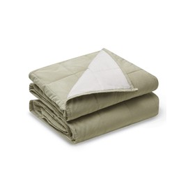 YnM Weighted Blanket, Soothing Cotton, Smallest Compartments with Glass Beads, Bed Blanket for One Person of 190lbs, Ideal for Queen or King Bed (60x80 Inches, 20 Pounds, Amy Green)