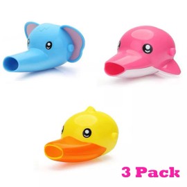 Unbranded 3~6 PCS Animal Faucet Extender for Kids Babies Sink Hand (Elephant+Duck - 3 Pack