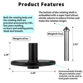 CHEETOP Rope Metal Spinning Top, High Performance Precision Stainless Steel Kill Time Anti-Gravity Perfect Balance Gyroscope, Spins Forever Exceed 10 Minutes Relieve Stress Desktop Toy (Black)