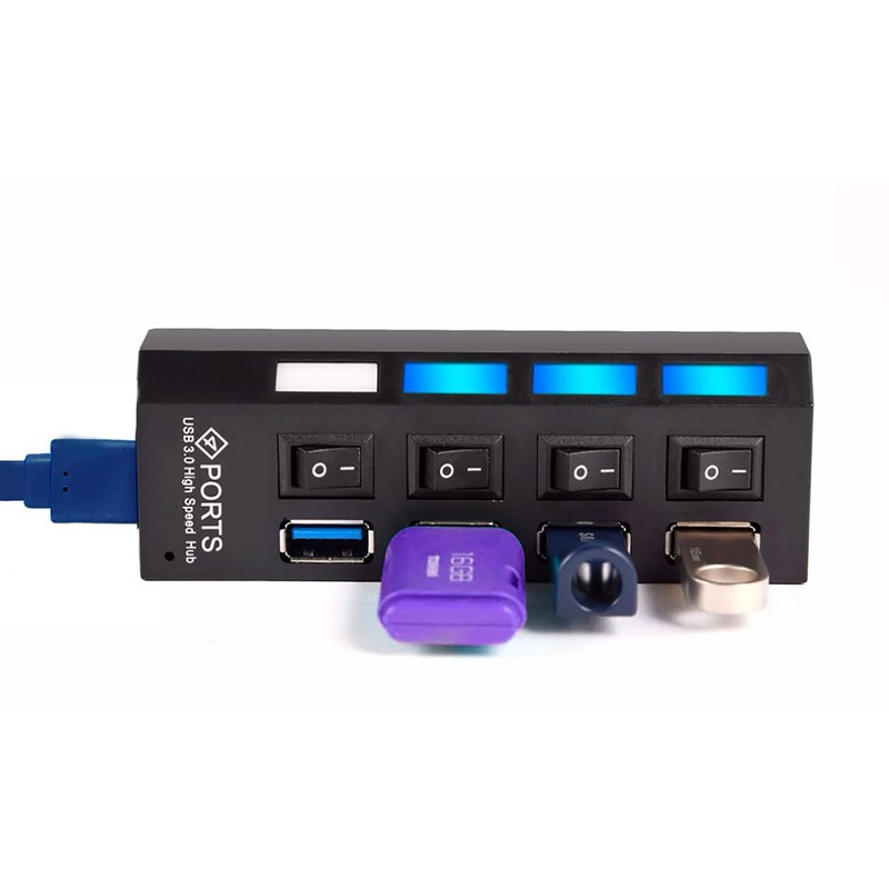OcioDual Splitter with 4-Way External USB 3.0/2.0 Hub Black Distributor