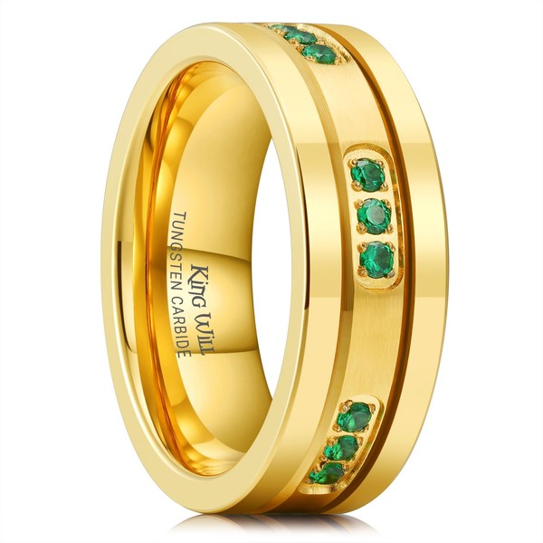 King Will Tungsten Gold Rings For Men 8mm Promise Rings