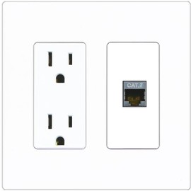 RiteAV 1 Port Cat7 Shielded Ethernet Wall Plate - Outlet [Screwless White]