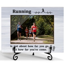 GOODBANER Running Race Picture Frame, Marathon Half Marathon Runners Gifts for Men, Cross Country Running Gift for Men Runner Male Table Decor Running Photo Frame 4x6 Photo /25