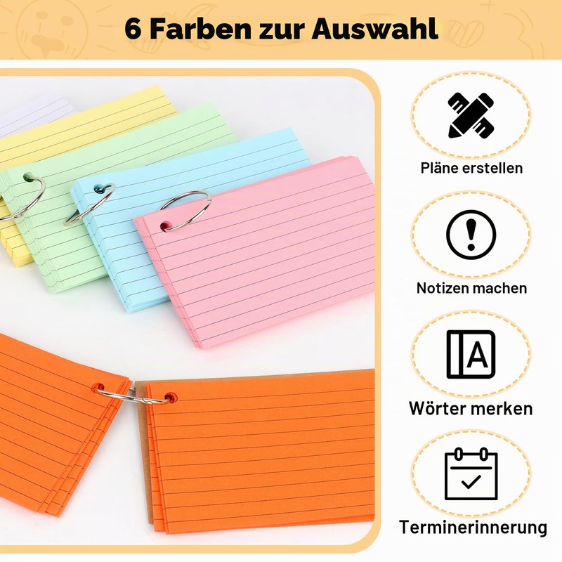 TNEDFOD 300 Sheets Index Cards, 12.3 x 7.3 cm Lined