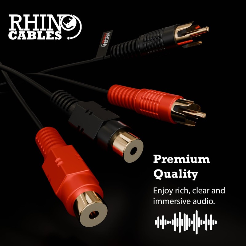 rhinocables 2 RCA Phono Extension Male Plug to Female Socket