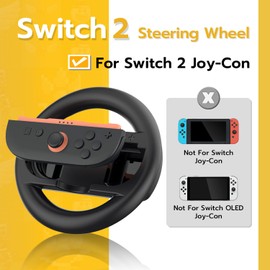 Tolesum 2 Pack Lenkrad,Kompatibel mit NSwitch 2 Modell Joy-Cons,Racing Wheel Controller Accessories for Mario Kart World,Lenkradgriff Griff für Switch 2 Joy Con Controller