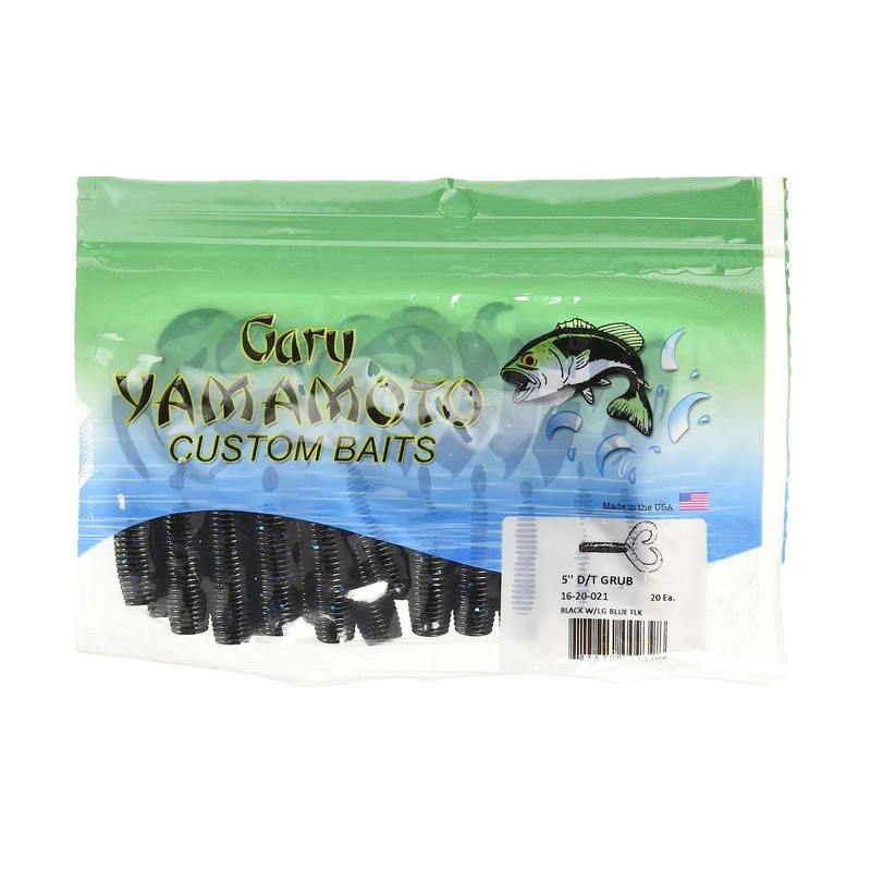Yamamoto 4" Double Tail GRUB Black W/Large Blue Flake (20