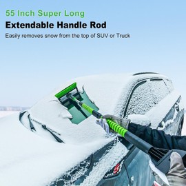 SEAAES 55 Inch Ice Scraper and Snow Brush with Squeegee, Extendable Snow Ice Removal with Foam Grip for Windshield SUV Truck Vehicle Window