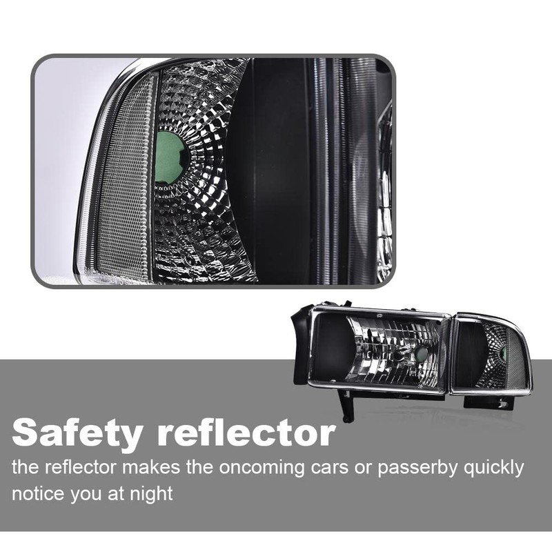 G-PLUS Headlight Lamps Compatible with 1994-2001 Dodge Ram 1500/1994-2002 Dodge