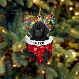 Black Toy Poodle Dog Christmas Ornament, Black Toy Poodle in Snow Pocket Christmas Tree Ornament, Dog Lovers Gift Idea Xmas Decor, Christmas Decorations for Tree, Christmas Ornament Gift for Dog Lover