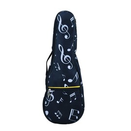 HilerPunk Musical Note Pattern Concert Ukulele Bag,Case,23Inch 600D Waterproof Oxford Ukulele Bags Cases Single Shoulder Backpack with Adjustable Straps (Black)