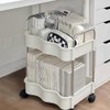 2 Tier Utility Rolling Cart with Wheels Under Desk Storage