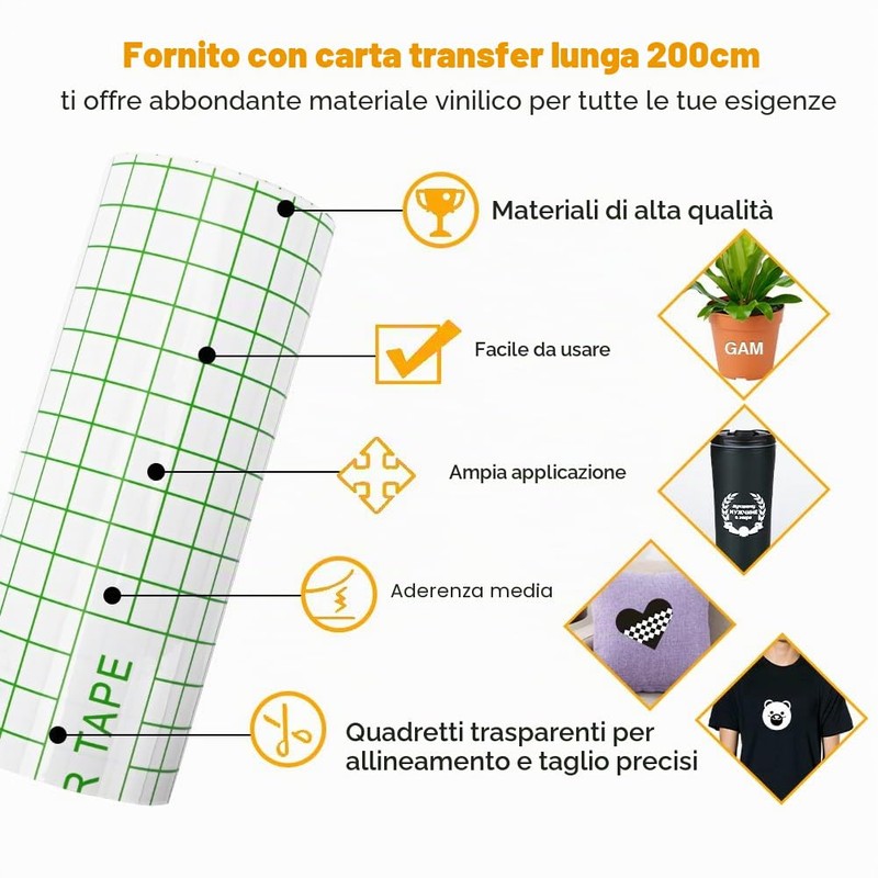 4 rotoli di vinile permanente Smart per Cricut Joy 14x200cm,