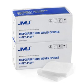JMU 400 4x4 Gauze Pads, Non Woven Gauze Sponges 4-Ply Esthetic Wipes, Highly Absorbent Guaze Pads for Dental and Wound Care