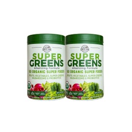 Country Farms Super Greens Unflavored, 50 Organic Super Foods, USDA Organic Drink Mix, Fruits, Vegetables, Super Greens, Mushrooms & Probiotics, Supports Energy, 40 Servings, 10.6 Oz, 2 Pack