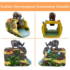 Noegrus Elephant Sculpture 3"x4" Gutter Downspout Extension, Outdoor Decor Sculpture, Garden Animal Statue, Gutter Diverter Rain, Decorative Gutter Extension Downspout, Eco-Friendly and Durable