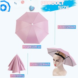 6 PCS Umbrella Hat, Sports Head Umbrella Hats for Kids Women, 21" Diameter Folding Waterproof Fishing Hat for Outdoor Party Beach Hiking (Solid color)