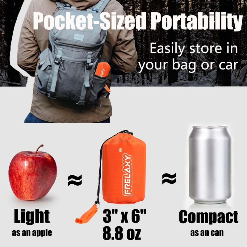 Frelaxy Extra-Thick Emergency Tent, Compact Survival Tent with Whistle, Upgraded