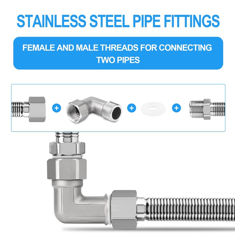 ERGAOBOY 1 Pcs 304 Stainless Steel 90 Degree Elbow 2