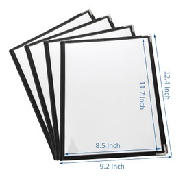 Nicunom 4PCS Menu Covers 8.5 X 11 Inch, 4 Page 8 View Restaurant Menu Covers Book, Fits A4 Size Paper, Black Menu Folder Menu Holders for Bar Cafe Restaurant